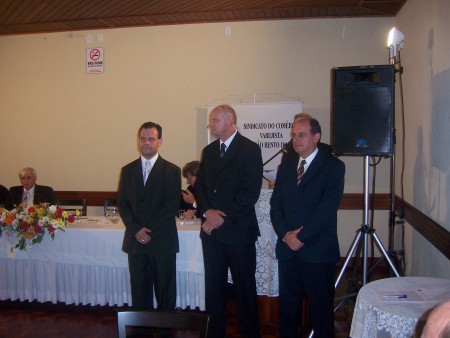 Vice-presidente SCV-SBS - Marcos Rodrigo Schuhmacher - Presidente SCV-SBS - Sr. Herton Scherer - Presidente FECOMÉRCIO - Sr. Bruno Breithaupt
